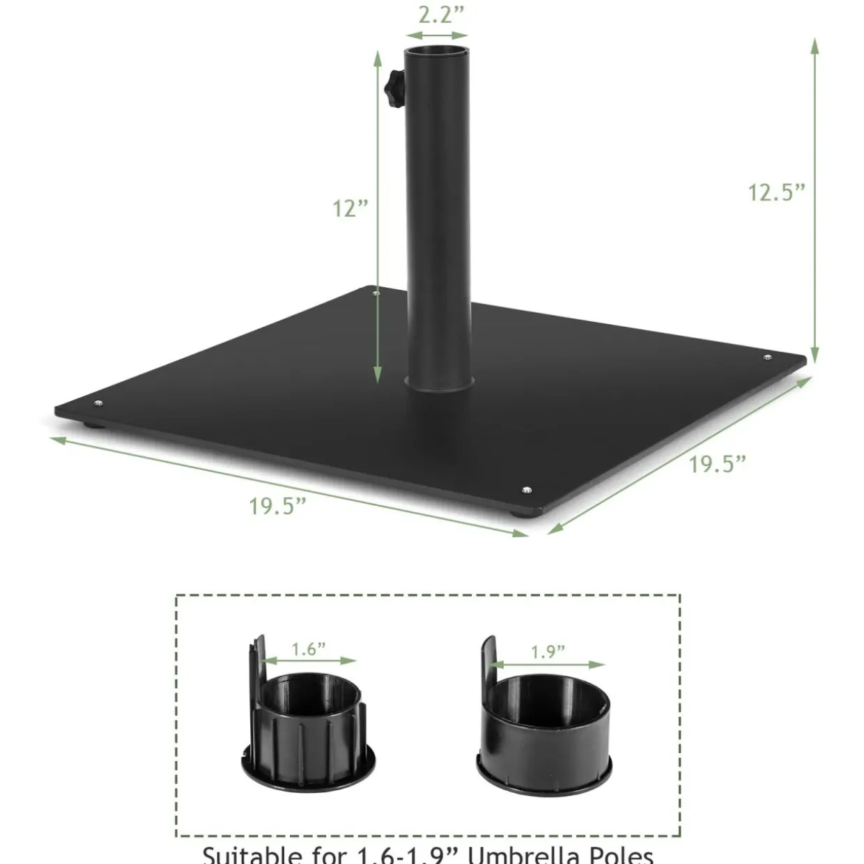 Tangkula 35 LBS Patio Umbrella Base, 20 Inches Heavy Duty Umbrella Stand, Square Umbrella Base