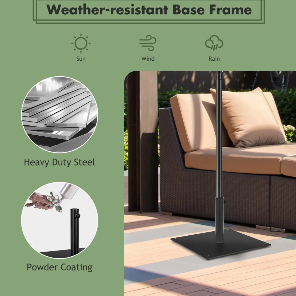 Tangkula 35 LBS Patio Umbrella Base, 20 Inches Heavy Duty Umbrella Stand, Square Umbrella Base