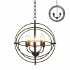Tangkula 5 Light Pendant Light, Rustic Metal Chandelier with 39.5' Iron Chain (Black)