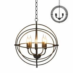 Tangkula 5 Light Pendant Light, Rustic Metal Chandelier with 39.5' Iron Chain (Black)
