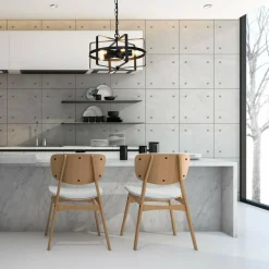 Tangkula 5 Lights Chandelier, Industrial Style Drum Shape Round Ceiling Lamp with Adjustable Hanging Chain & 5 E26 Lamp Holders
