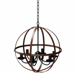 Tangkula 6 Lights Chandelier, Industrial Pendant Light Ceiling Lamp with Bronze Metal Spherical Shade & Adjustable Chain (Bronze)