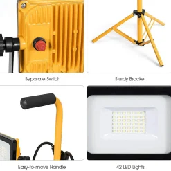 Tangkula 6000/10000/20000 Lumen LED Dual-Head Work Light, Adjustable Metal Telescopic Tripod Stand