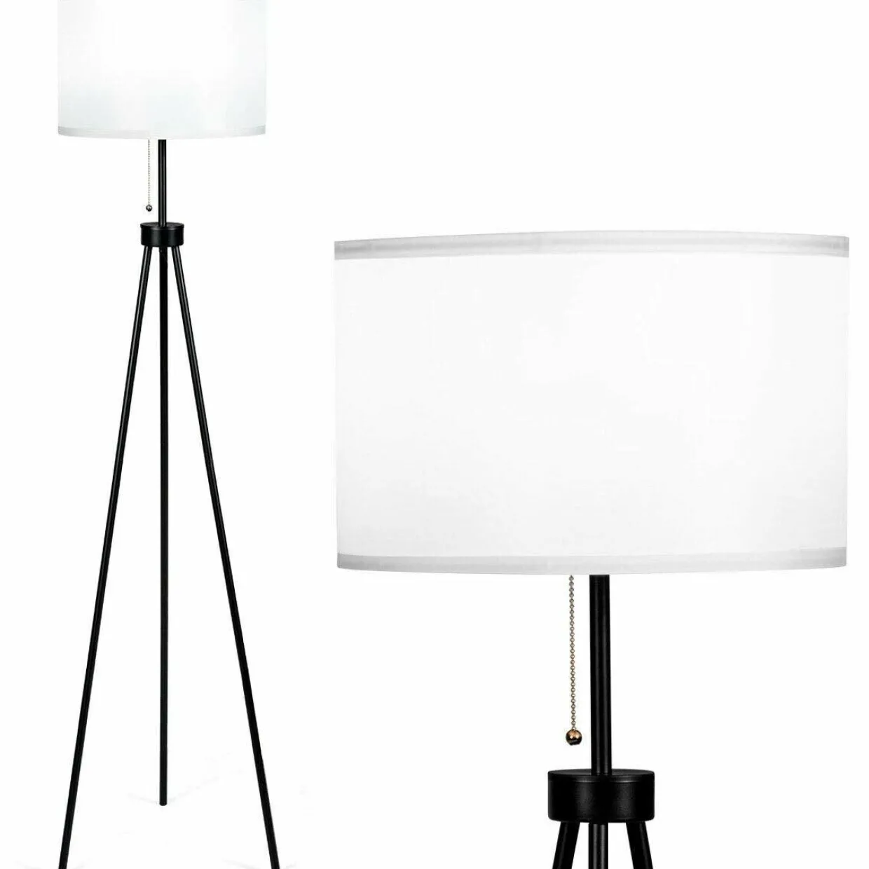 Tangkula 60.5" Metal Tripod Floor Lamp, Contemporary Minimalist Standing Floor Light with Iron Legs