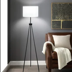 Tangkula 60.5" Metal Tripod Floor Lamp, Contemporary Minimalist Standing Floor Light with Iron Legs