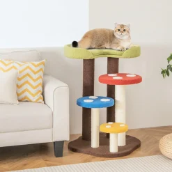 Tangkula 37" Mushroom Cat Tree, Cute Cat Tower with Full-Wrapped Sisal Post