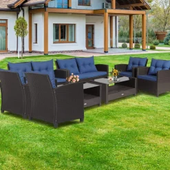 Tangkula 4 or 8 piece Patio Furniture Set, Outdoor Furniture Sets for Backyard, Porch, Garden and Poolside