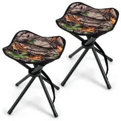 Tangkula 2 Pack Hunting Stool, Heavy-Duty 4 Legged Stool with Camouflage Pattern