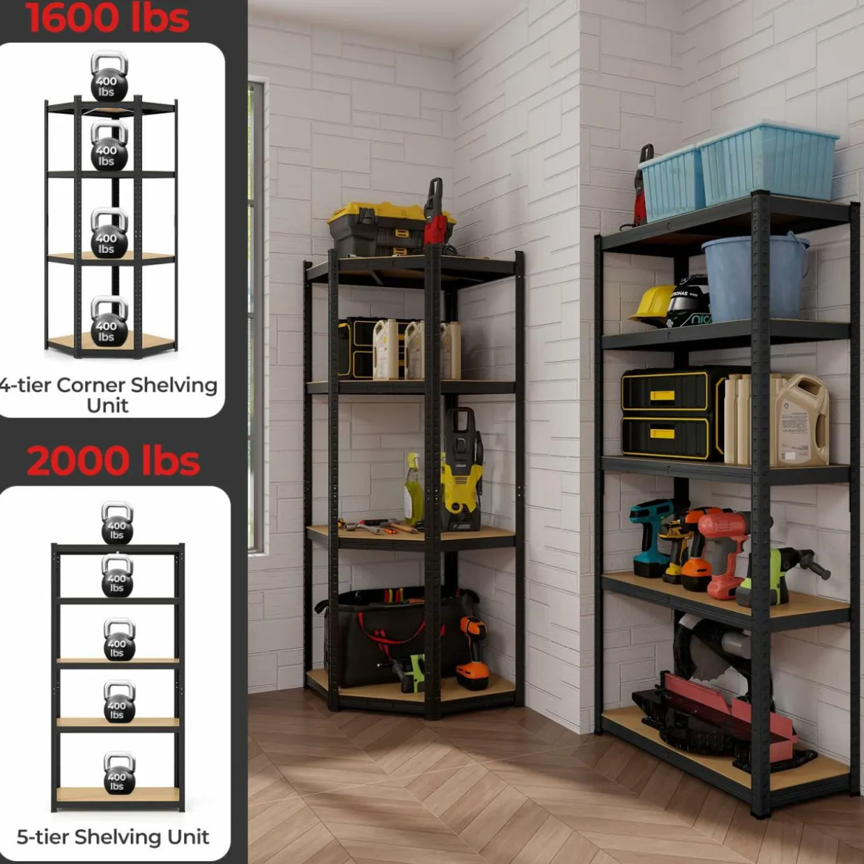 Tangkula 2 Pack Metal Storage Shelves Load 3600LBS, 71" H Heavy Duty Adjustable Garage Storage Utility Racks