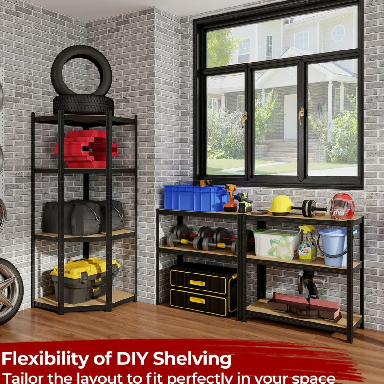 Tangkula 2 Pack Metal Storage Shelves Load 3600LBS, 71" H Heavy Duty Adjustable Garage Storage Utility Racks