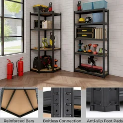 Tangkula 2 Pack Metal Storage Shelves Load 3600LBS, 71
