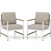 Tangkula 2 Packs Patio Aluminum Sofa, Modern Armchairs w/Wicker Backrest & Armrests, Seat & Back Cushions Included