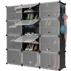 Tangkula 48 Pairs Shoe Rack Organizer, 12-Cube Shoe Storage Cabinet with Removable Shelf