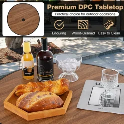 Tangkula 3 PCS Outdoor Bar Table Set, 28” Round Bar Height Table with 2 Bar Stools