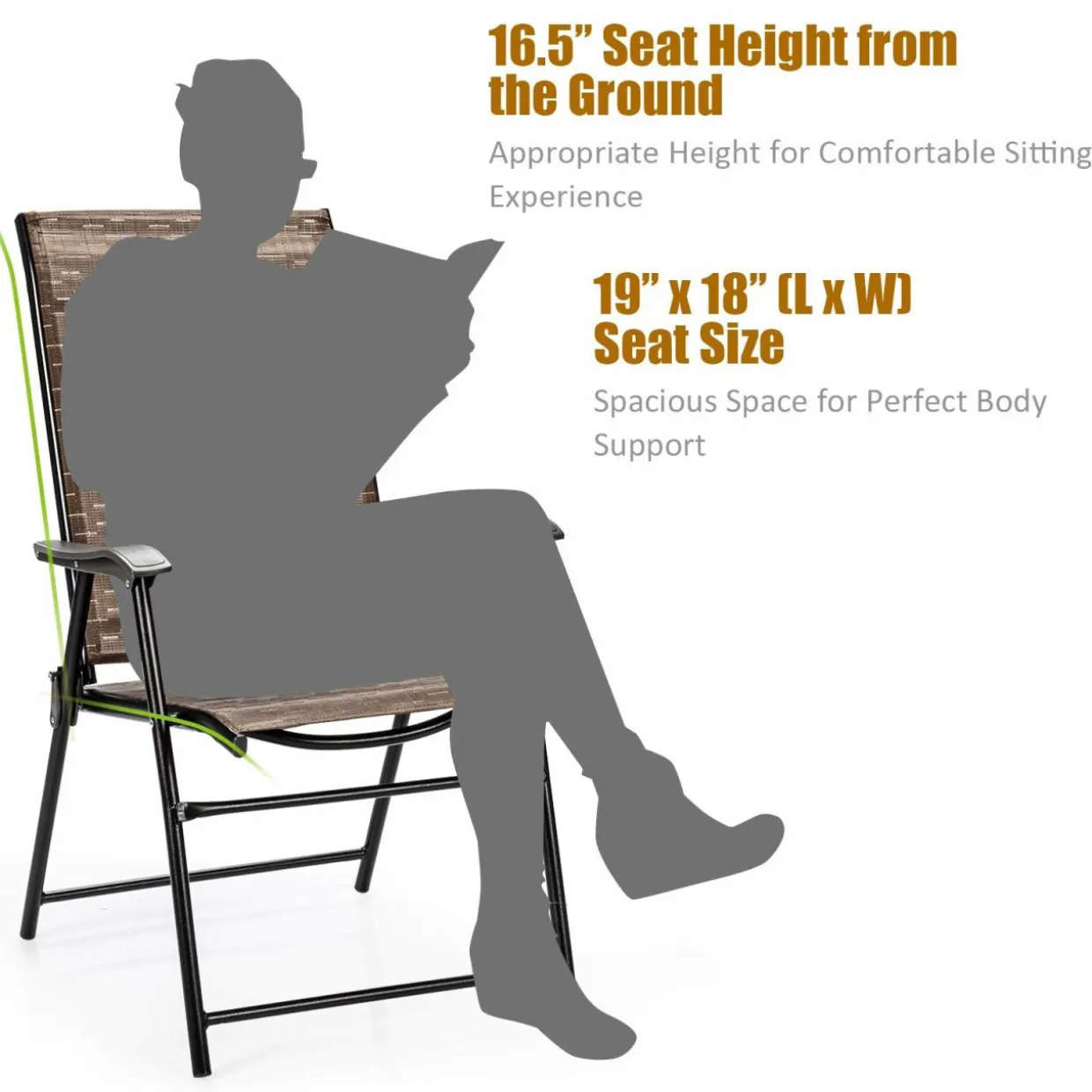 Tangkula 4 Pcs Outdoor Patio Chair, Space Saving Stackable Portable Steel Frame Lawn Poolside Backyard