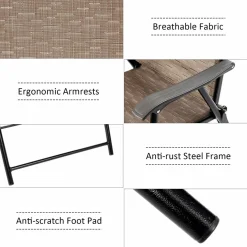 Tangkula 4 Pcs Outdoor Patio Chair, Space Saving Stackable Portable Steel Frame Lawn Poolside Backyard