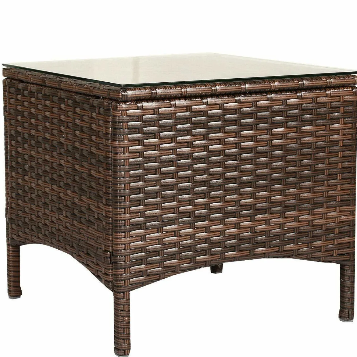 Tangkula 3 PCS Patio Rattan Wicker Furniture Set, 2 Ottomans & Coffee Table