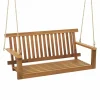 Tangkula 2 Person Hanging Porch Swing, Wooden Patio Swing