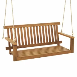 Tangkula 2 Person Hanging Porch Swing, Wooden Patio Swing