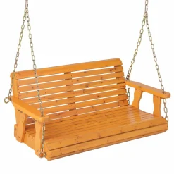 Tangkula 2 Person Hanging Porch Swing, Outdoor Bench Swing with Adjustable Chains