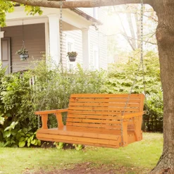 Tangkula 2 Person Hanging Porch Swing, Outdoor Bench Swing with Adjustable Chains