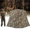 Tangkula 2-3 Person Hunting Blind, 360 Degree See Through Ground Blind with 4 Silent Slide Windows