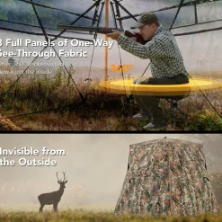 Tangkula 2-3 Person Hunting Blind, 360 Degree See Through Ground Blind with 4 Silent Slide Windows