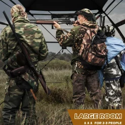 Tangkula 2-3 Person Hunting Blind with Full Open Door, 360 Degree See Through Ground Blind with Silent Slide Windows