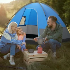 Tangkula 3 Person Outdoor Camping Tent, Waterproof Family Tent w/Removable Floor Mat