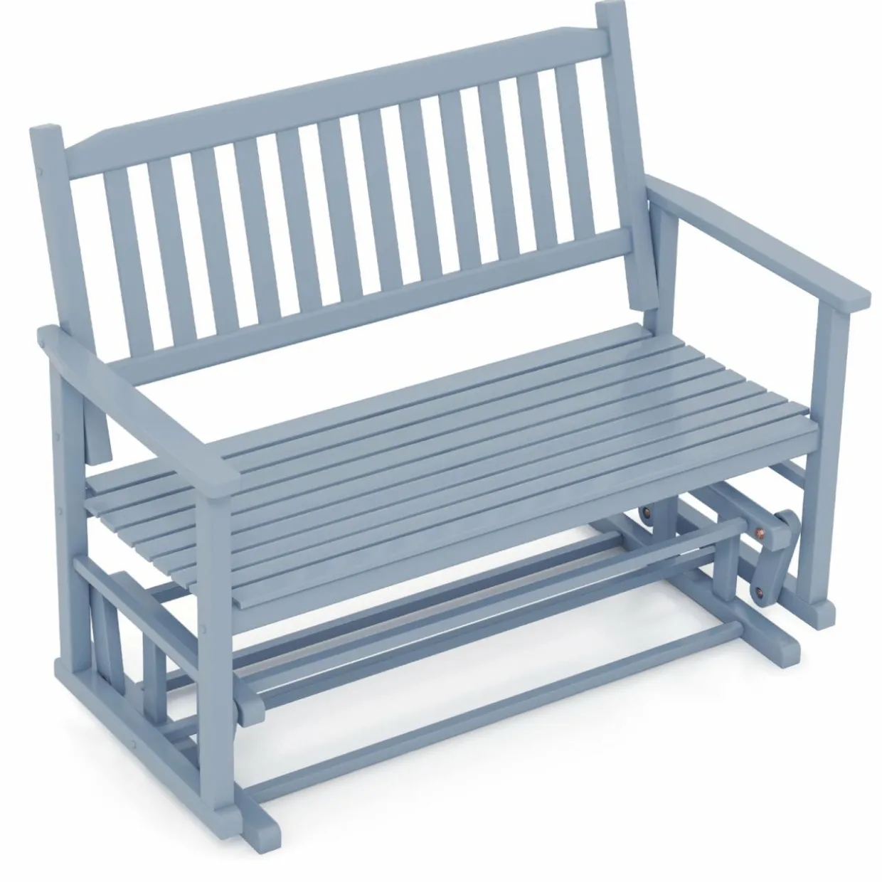 Tangkula 2 Person Outdoor Glider Chair, Poplar Wood Patio Swing Glider Loveseat Chair with Armrests