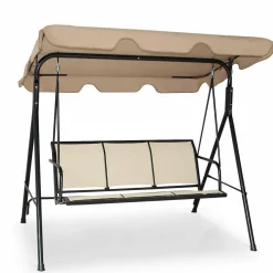 Tangkula 3 Person Patio Swing, Steel Frame with Polyester Angle Adjustable Canopy