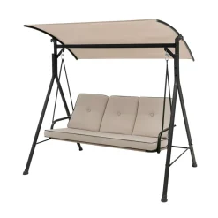 Tangkula 3 Person Porch Swing, Patio Swing with Adjustable Canopy