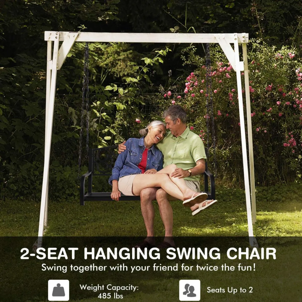 Tangkula 2 Person Porch Swing, Hanging Patio Swing Bench with Chains