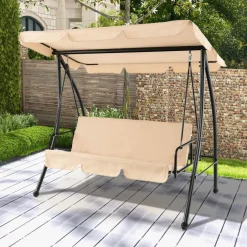 Tangkula 2 Person Porch Swing, 2-in-1 Convertible Outdoor Swing Bed with Adjustable Canopy