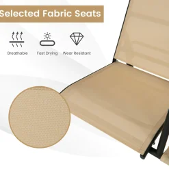Tangkula 2 Person Porch Swing, Outdoor Swing with Tempered Glass Table (Beige)
