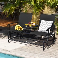 Tangkula 2 Person Swing Glider Chair, Patio Rocking Loveseat