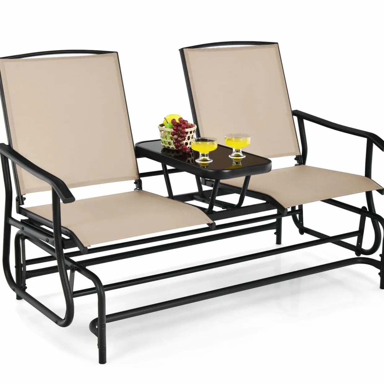 Tangkula 2 Person Swing Glider Chair, Patio Rocking Loveseat
