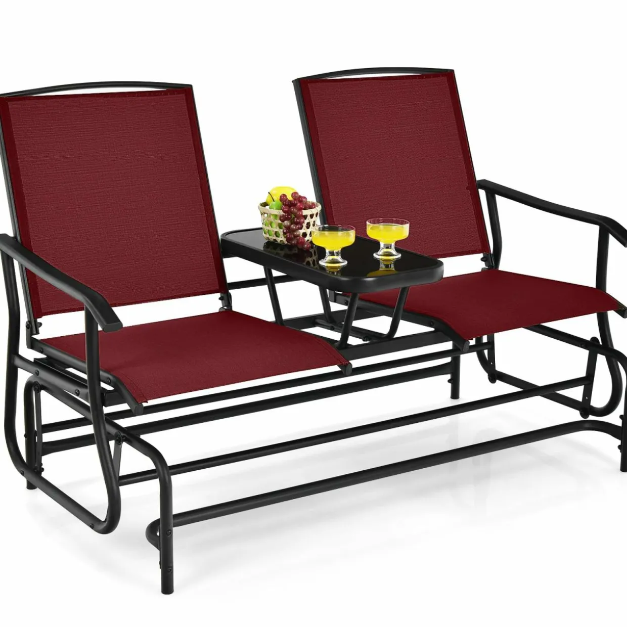 Tangkula 2 Person Swing Glider Chair, Patio Rocking Loveseat