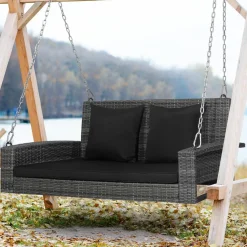 Tangkula 2 Person Wicker Hanging Porch Swing