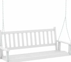 Tangkula 2/3 Person Wooden Porch Swing, Hanging Patio Swing with 2 Adjustable Galvanized Metal Chains