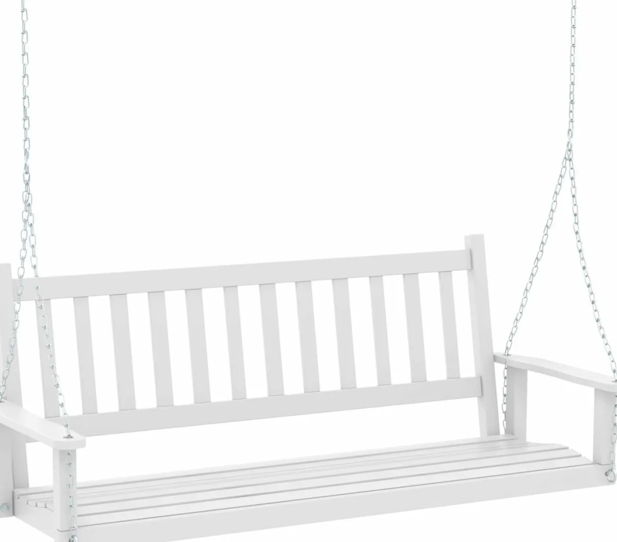Tangkula 2/3 Person Wooden Porch Swing, Hanging Patio Swing with 2 Adjustable Galvanized Metal Chains