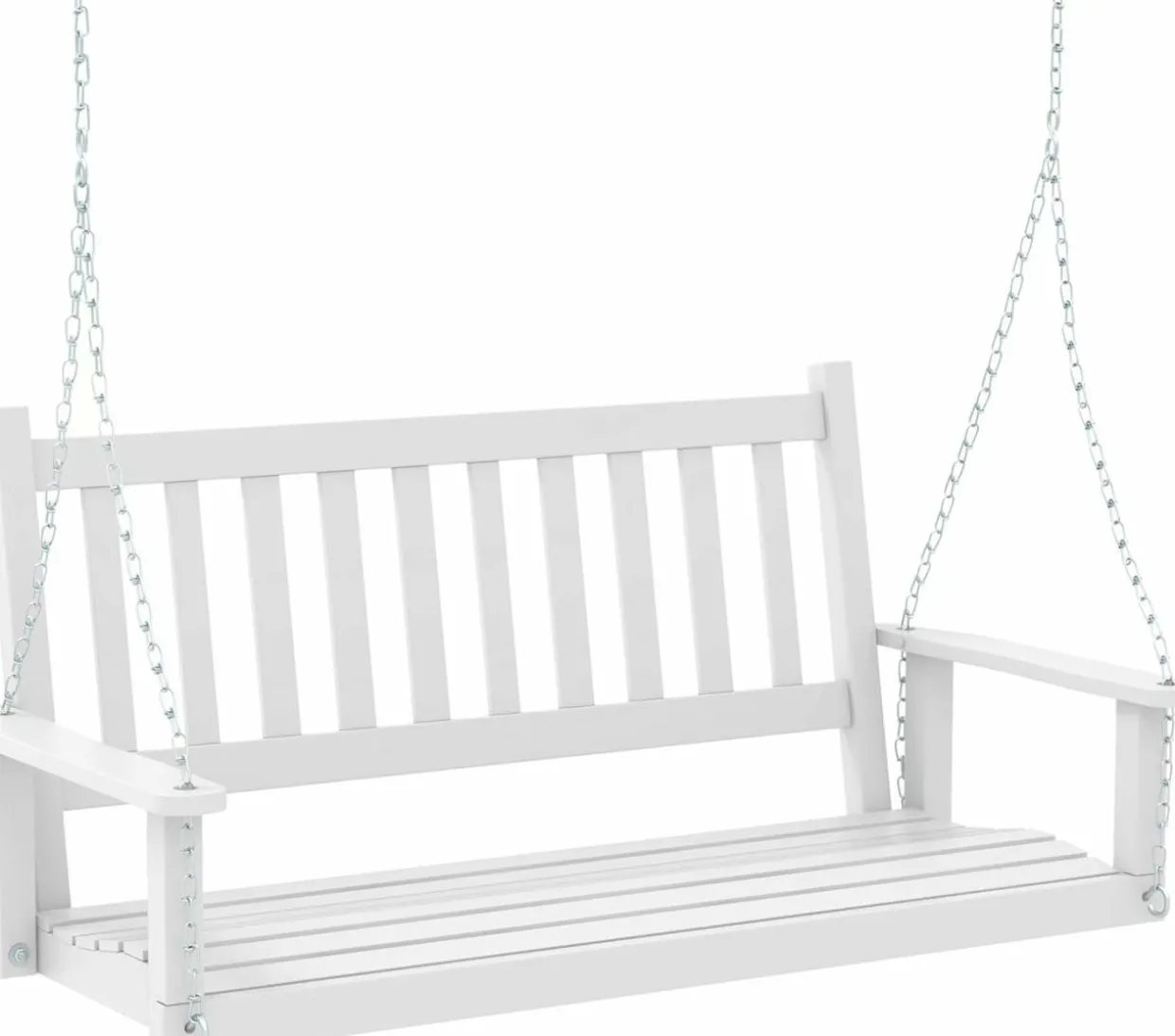 Tangkula 2/3 Person Wooden Porch Swing, Hanging Patio Swing with 2 Adjustable Galvanized Metal Chains