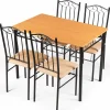 Tangkula 5 Piece Dining Table Set Vintage Wood Top Padded Seat Dining Table and Chairs Set