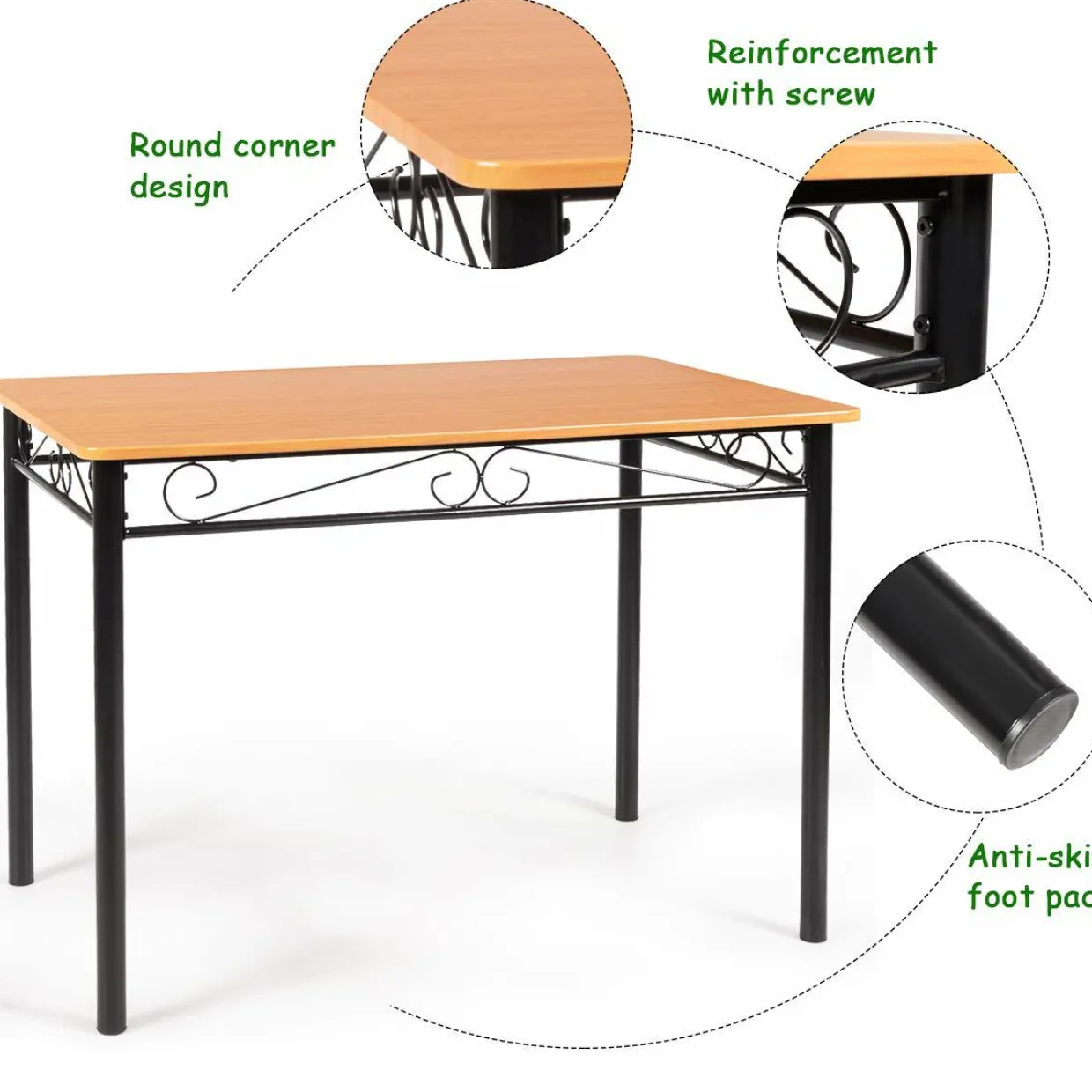 Tangkula 5 Piece Dining Table Set Vintage Wood Top Padded Seat Dining Table and Chairs Set