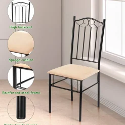 Tangkula 5 Piece Dining Table Set Vintage Wood Top Padded Seat Dining Table and Chairs Set