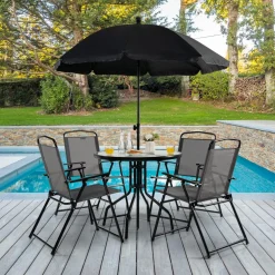 Tangkula 6 Piece Folding Patio Dining Set, Outdoor Table Chair Set for 4, 31.5