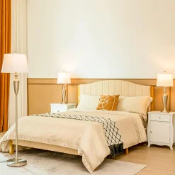 Tangkula 3 Piece Lamp Set, Modern Floor Lamp & 2 Table Lamps