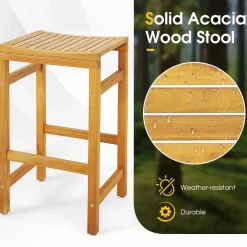 Tangkula 5 Piece Outdoor Acacia Wood Bar Table Set, 45