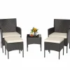 Tangkula 5 Piece Outdoor Wicker Sofa Set