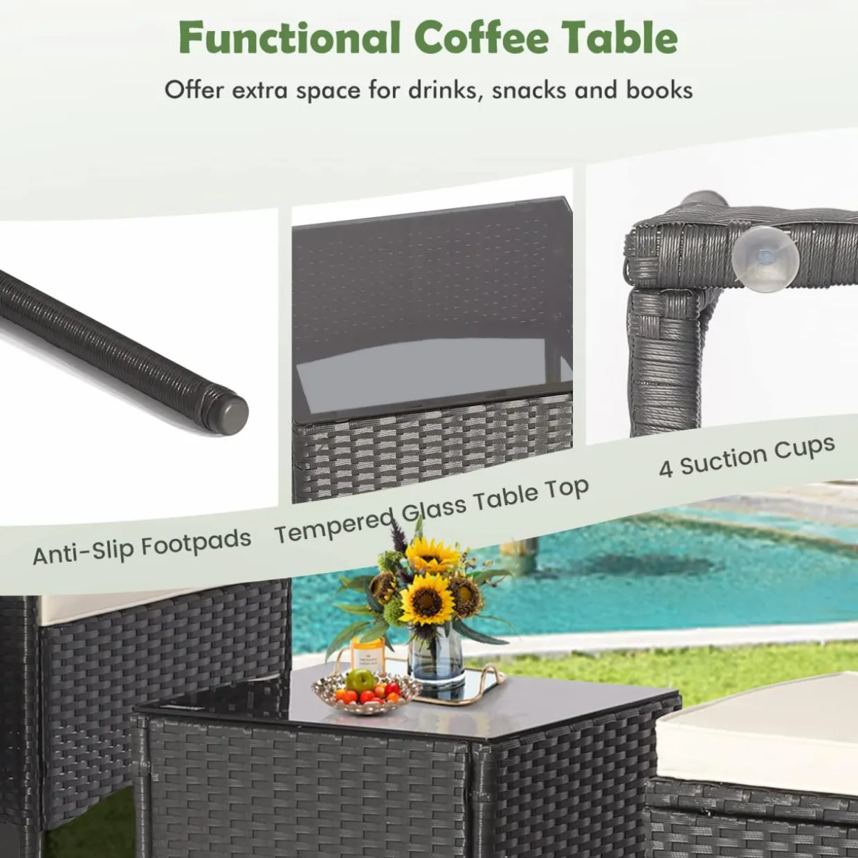 Tangkula 5 Piece Outdoor Wicker Sofa Set